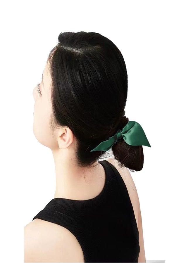 THXSILK Hair Silk Scrunchies with Bow for Women Pure Mulberry Silk Hair Cute Ring Ties Scrunchies for Girls Women's Thick Hair, Emerald Green, 2.8" - Image 5